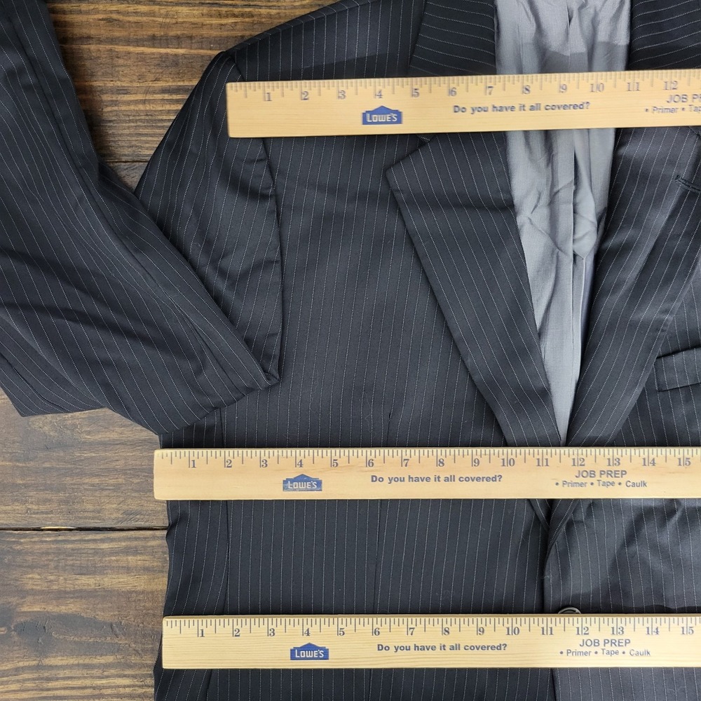 Ralph Lauren Men's Sport Coat Blazer Two Button Black Pin Striped Wool Size 44R - Picture 2 of 14
